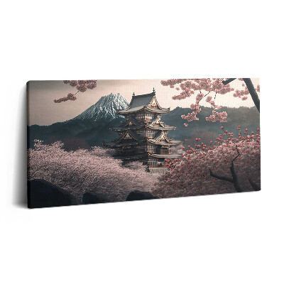 Vászonkép nyomtatás 120x60 Ázsiai torony és cseresznyevirágok