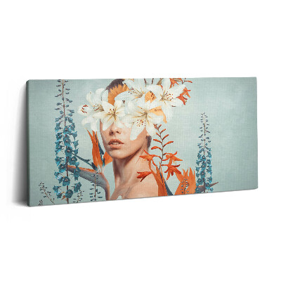 Vászonkép nyomtatás 120x60 Absztrakt nő virágokkal