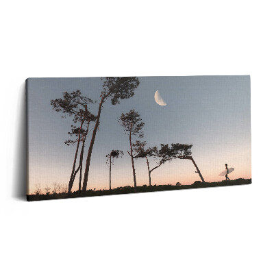 Vászonkép nyomtatás 120x60 Félhold és fák