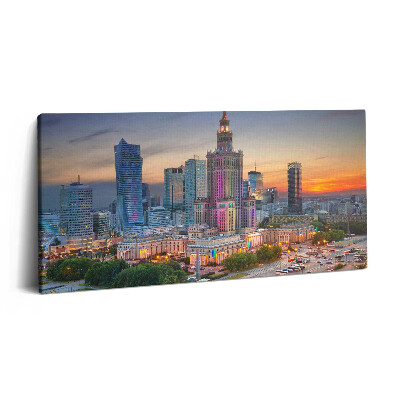 Vászonkép nyomtatás 120x60 Naplementés panoráma Varsóban