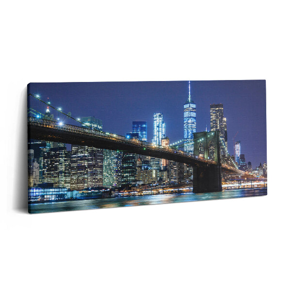 Vászonkép nyomtatás 120x60 Brooklyn híd New Yorkban éjszaka
