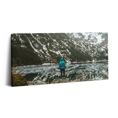 Vászonkép nyomtatás 120x60 A Morskie Oko tó télen