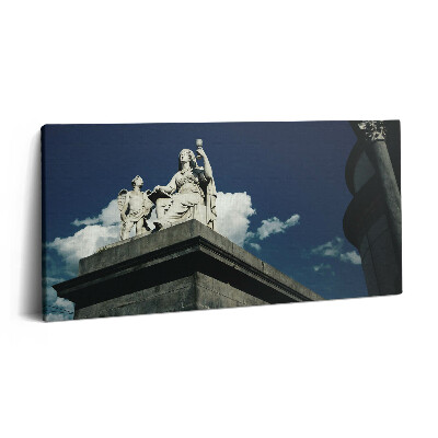 Vászonkép nyomtatás 120x60 Egy nő és egy angyal szobra