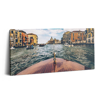 Vászonkép nyomtatás 120x60 Motorcsónak a folyón