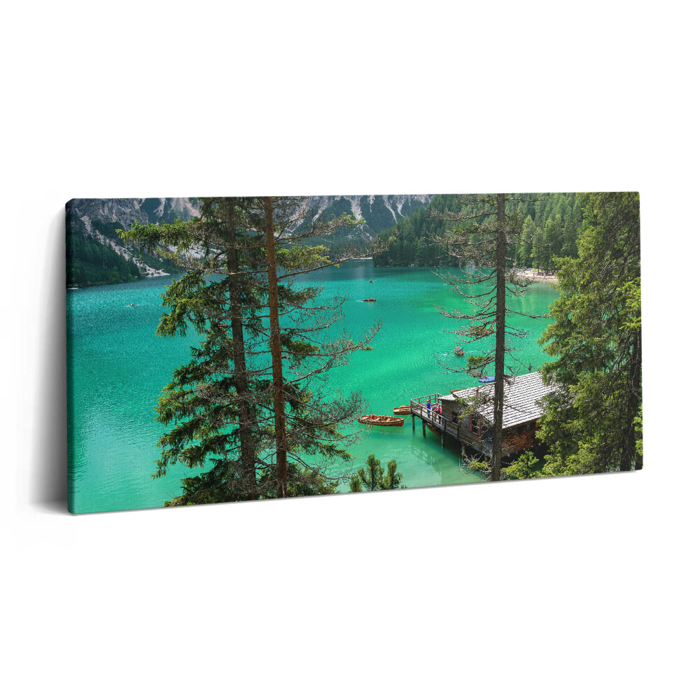 Vászonkép nyomtatás 120x60 Fából készült kenu a vízben