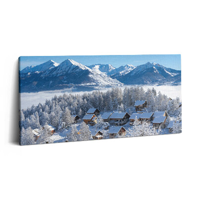 Vászonkép nyomtatás 120x60 Hóesés az Alpokban