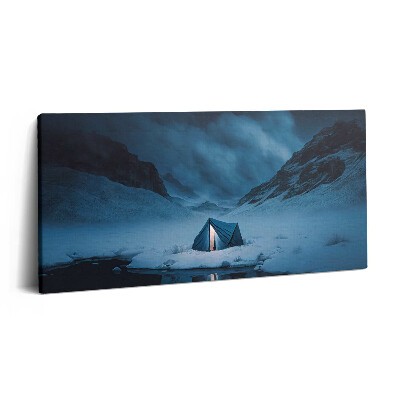 Vászonkép nyomtatás 120x60 Sátor az izlandi hegyekben