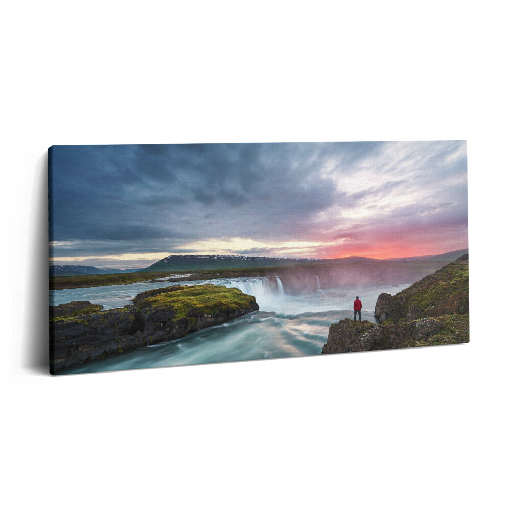 Vászonkép nyomtatás 120x60 Tájkép Godafoss vízeséssel