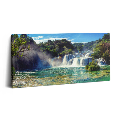 Vászonkép nyomtatás 120x60 Erdei táj és vízesés