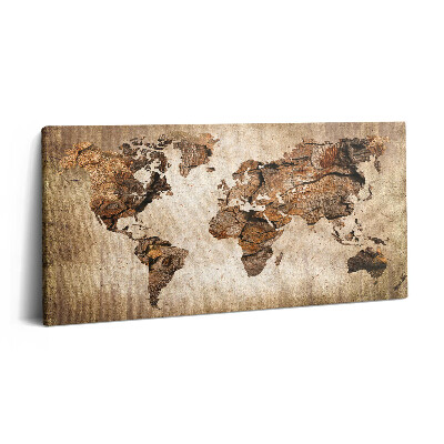 Vászonkép nyomtatás 120x60 Fából készült világtérkép