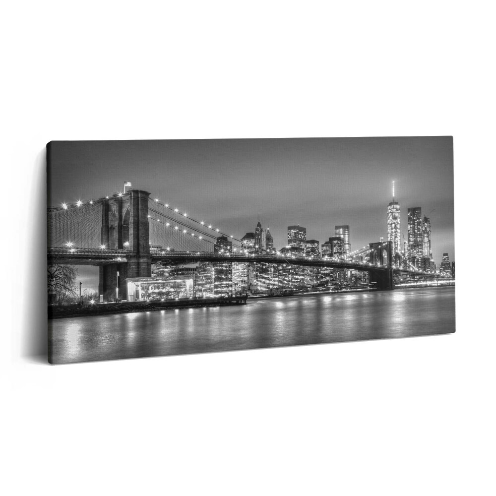 Vászonkép nyomtatás 120x60 Brooklyn híd New Yorkban éjszaka