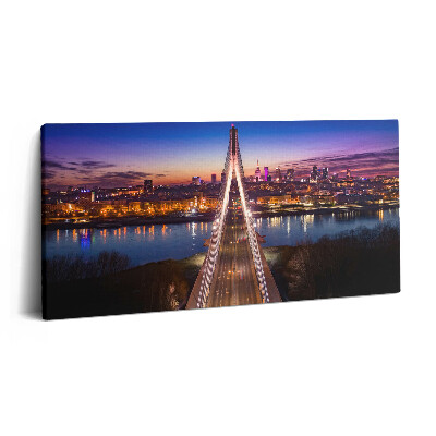 Vászonkép nyomtatás 120x60 Híd és a város este