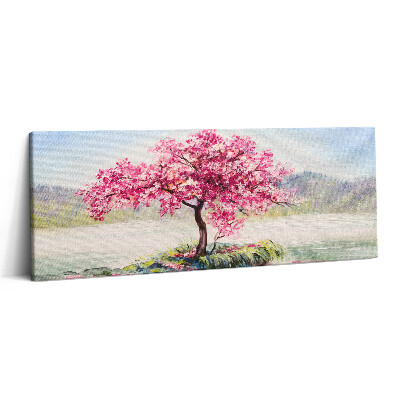 Canvas kép 125x50 Mozaik amely egy virágzó szerelmesfát ábrázol