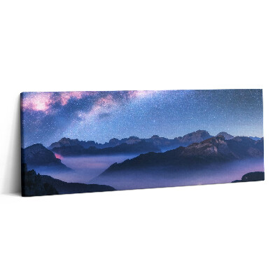 Canvas kép 125x50 Csillagos égbolt a hegyek felett