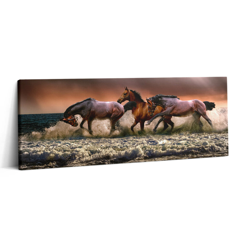 Canvas kép 125x50 Vízbe bukott lovak