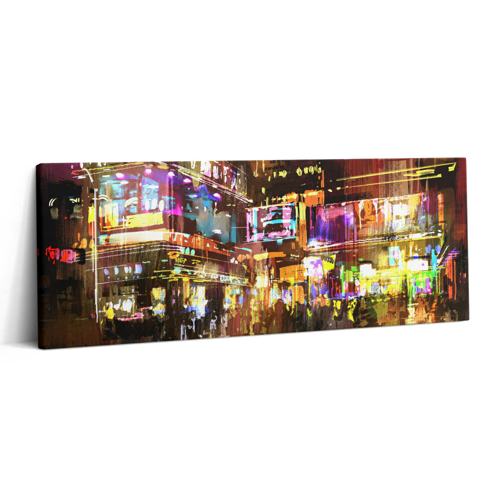 Canvas kép 125x50 Illusztráció egy éjszakai városról - modern utcák