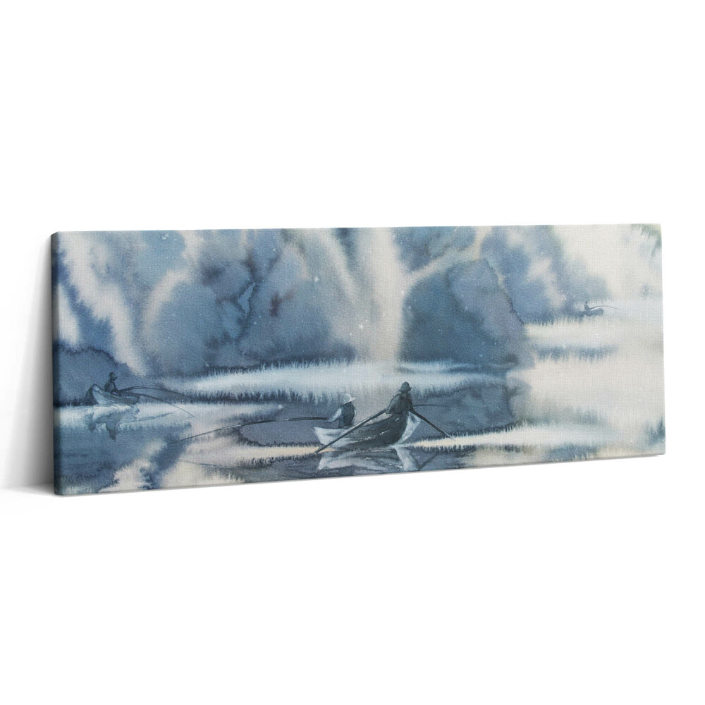 Canvas kép 125x50 Téli tó és csónak