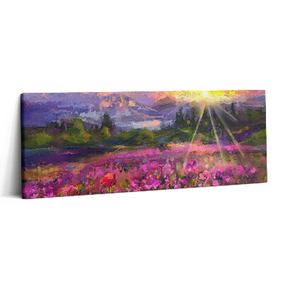 Canvas kép 125x50 Mező naplementében