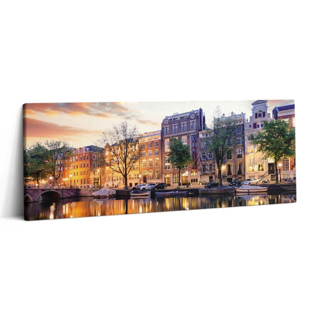 Canvas kép 125x50 Házak Amszterdam Hollandia