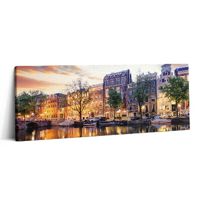 Canvas kép 125x50 Házak Amszterdam Hollandia