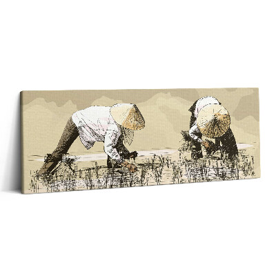 Canvas kép 125x50 Két nő rizst szed Ázsiában