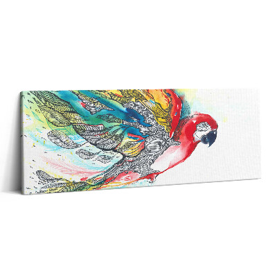 Canvas kép 125x50 Akvarell színes papagáj repülés közben