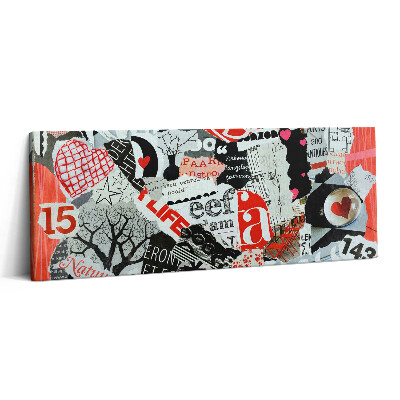 Canvas kép 125x50 Moodboard szívekkel