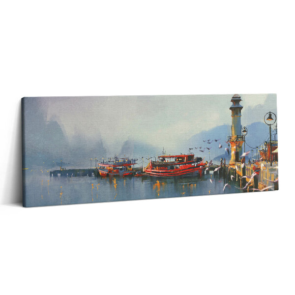 Canvas kép 125x50 Halászhajó a kikötőben