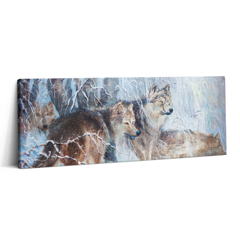 Canvas kép 125x50 Farkasok rajza az erdőben