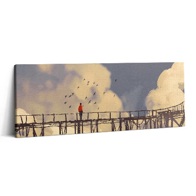 Canvas kép 125x50 Ember egy régi hídon