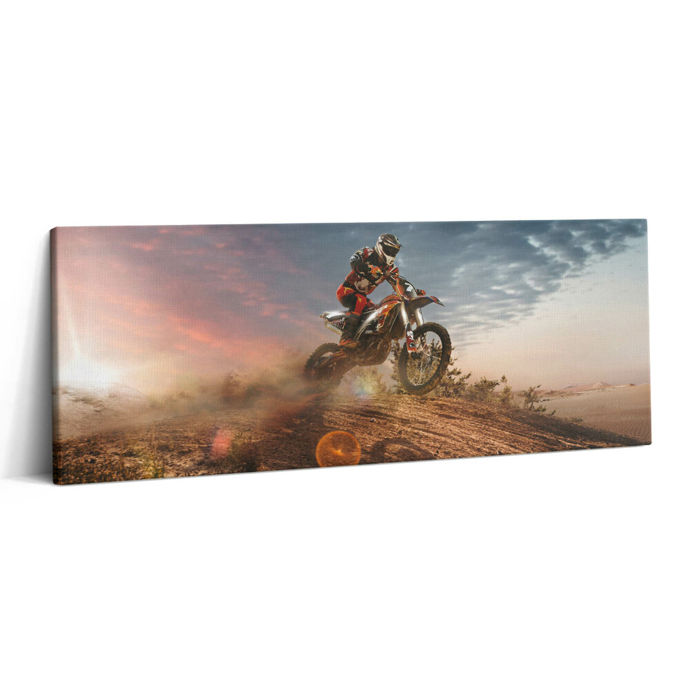 Canvas kép 125x50 Ember motoron és a sivatagban