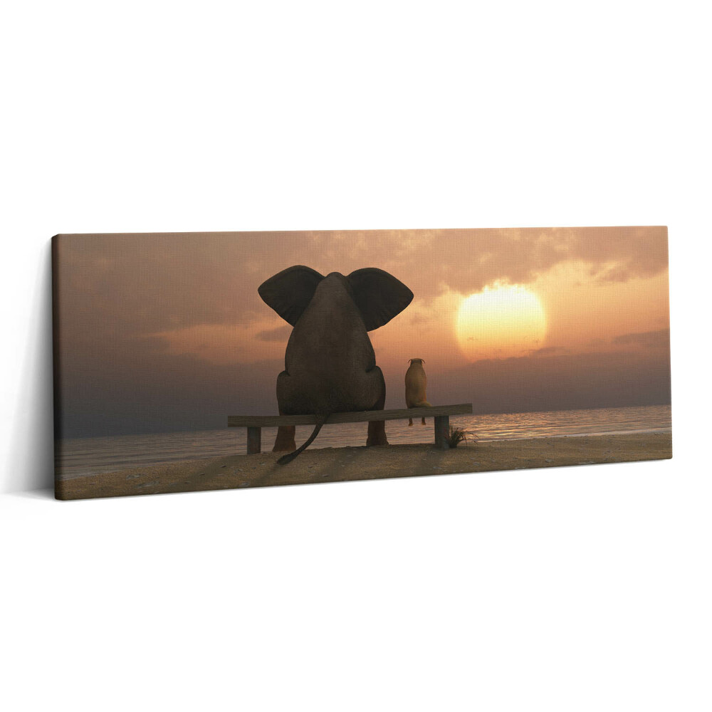 Canvas kép 125x50 Állatok és naplemente