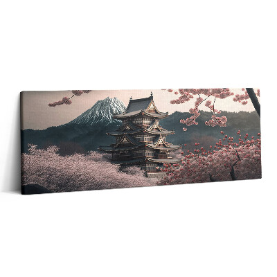 Canvas kép 125x50 Ázsiai torony és cseresznyevirágok