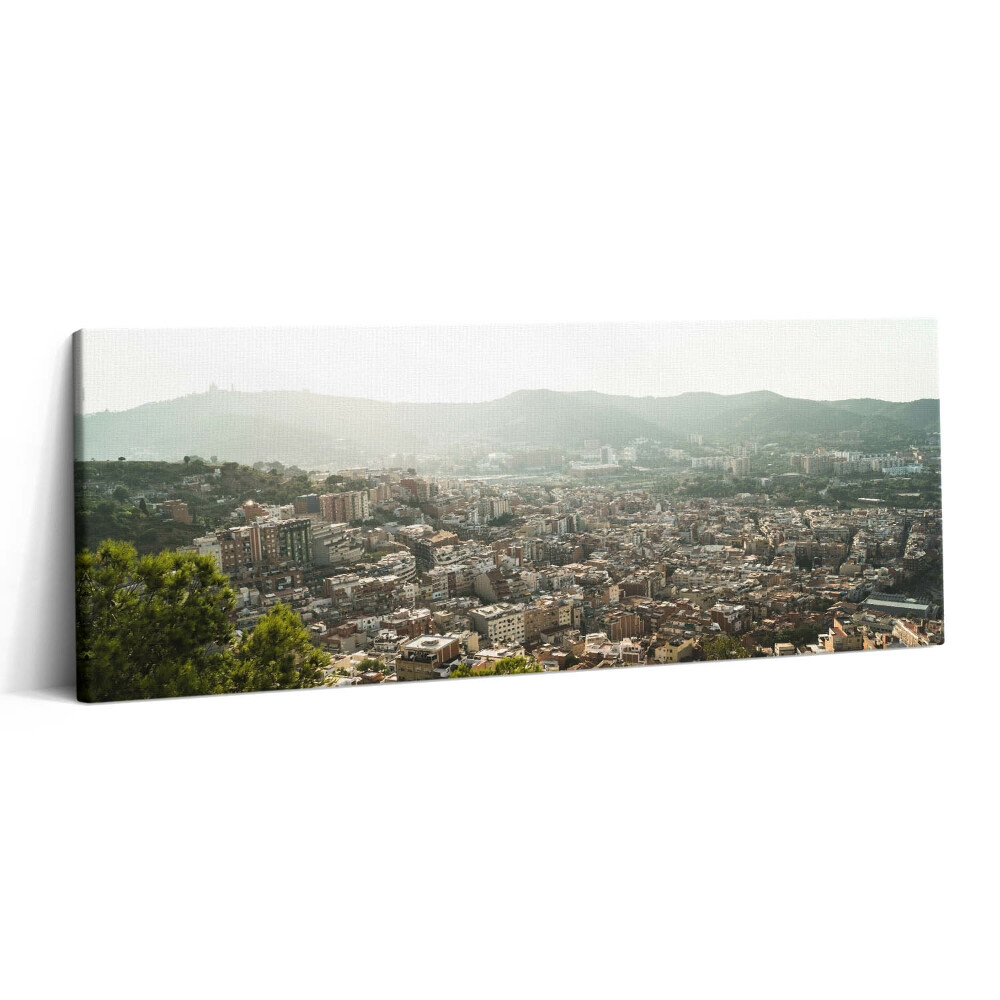 Canvas kép 125x50 Barcelona panorámája a Montjuic-on