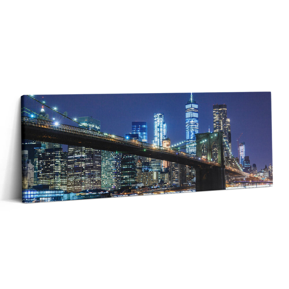 Canvas kép 125x50 Brooklyn híd New Yorkban éjszaka