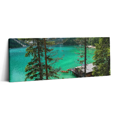 Canvas kép 125x50 Fából készült kenu a vízben