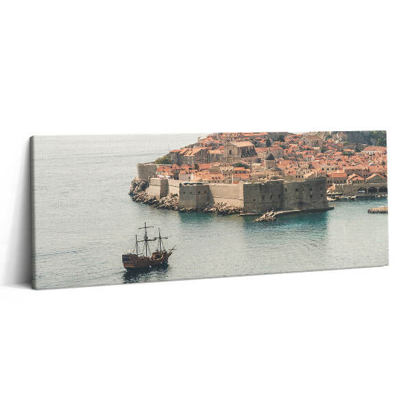 Canvas kép 125x50 Vitorlás hajó Dubrovnikban