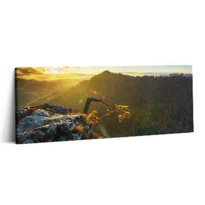 Canvas kép 125x50 Naplemente a hegyek felett