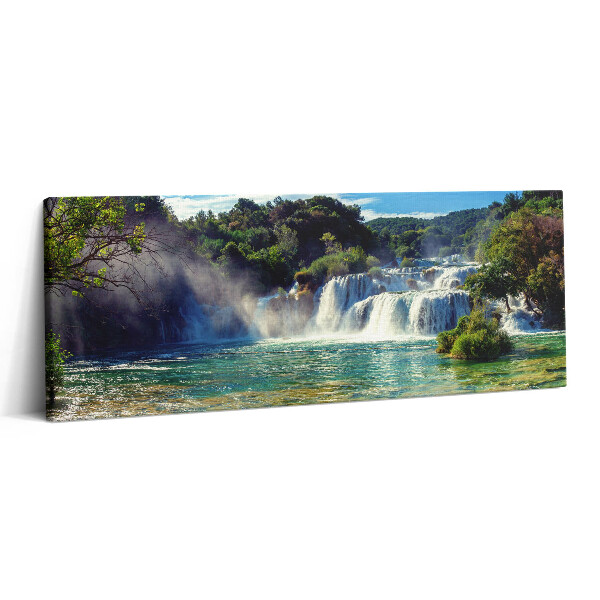 Canvas kép 125x50 Erdei táj és vízesés