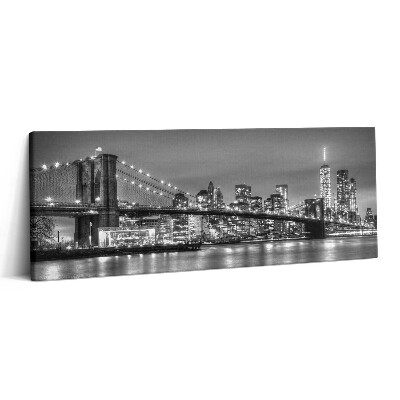 Canvas kép 125x50 Brooklyn híd New Yorkban éjszaka