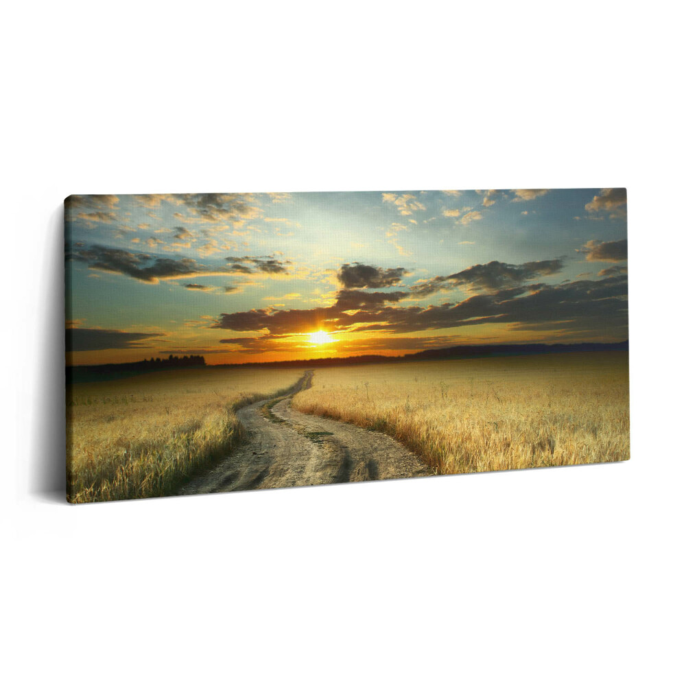 Vászonkép 140x70 Földút és naplemente