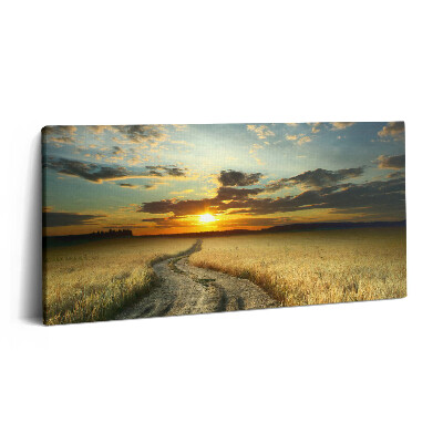 Vászonkép 140x70 Földút és naplemente