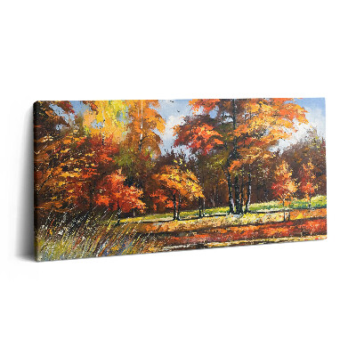 Vászonkép 140x70 Festett ősz és folyó