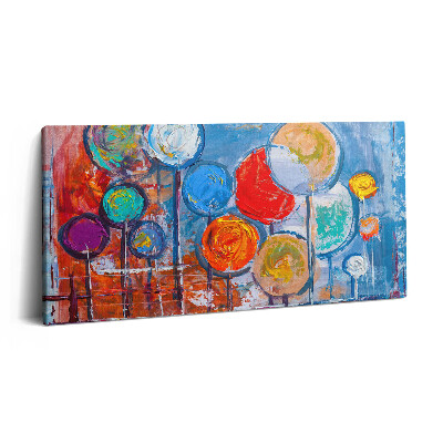 Vászonkép 140x70 Absztrakció - festett színes körök