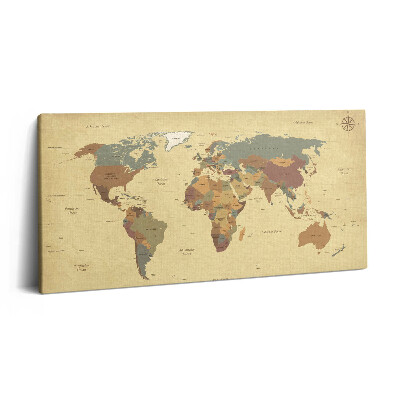 Vászonkép 140x70 Világtérkép vintage stílusban