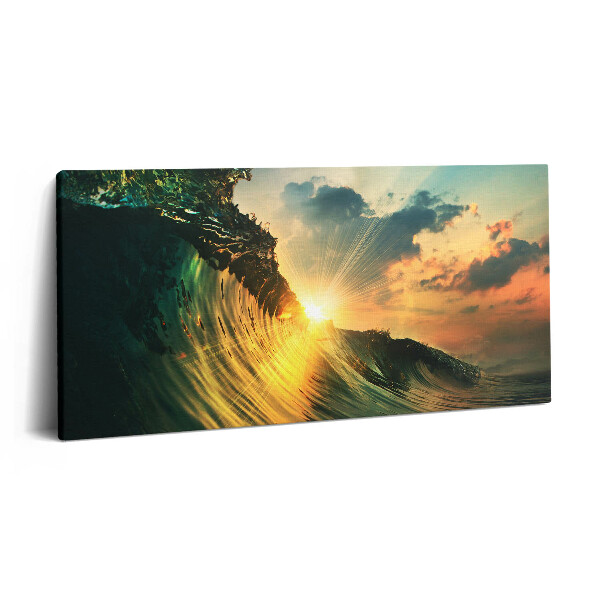 Vászonkép 140x70 Tengeri hullám és naplemente