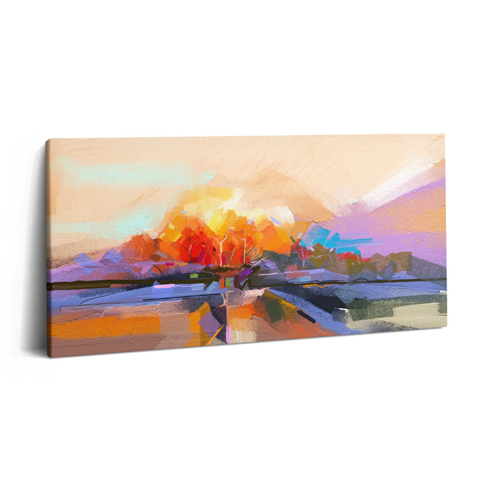 Vászonkép 140x70 Absztrakt festmény - színes fa