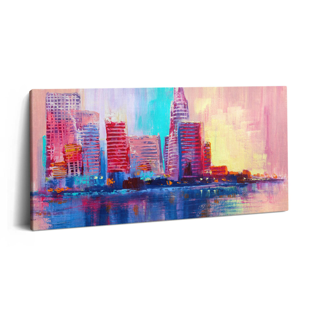 Vászonkép 140x70 Városi felhőkarcolók absztrakciója