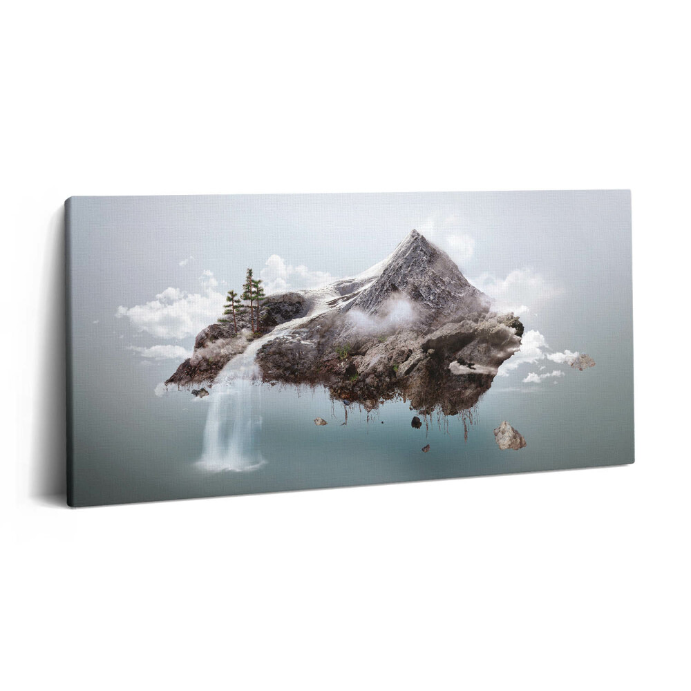 Vászonkép 140x70 Repülő sziget és vízesés