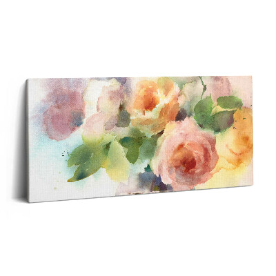 Vászonkép 140x70 Akvarell rózsák vázában